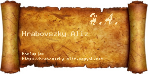 Hrabovszky Aliz névjegykártya